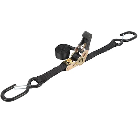 Erickson 1"X6Ft 1200 lb HD Motorcycle Strap w/ Safety Hks Black 05709